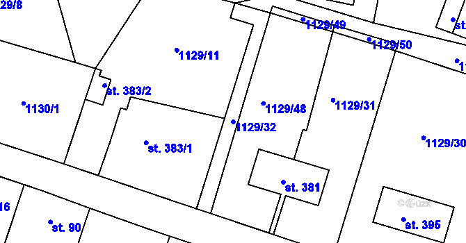 Parcela st. 1129/32 v KÚ Doksy u Kladna, Katastrální mapa