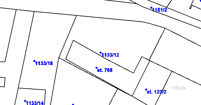 Parcela st. 1133/12 v KÚ Doksy u Kladna, Katastrální mapa