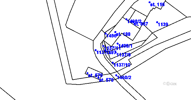 Parcela st. 1137/7 v KÚ Doksy u Kladna, Katastrální mapa