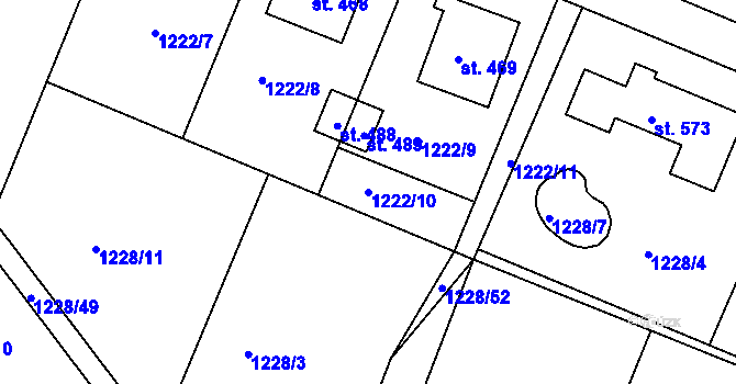 Parcela st. 1222/10 v KÚ Doksy u Kladna, Katastrální mapa