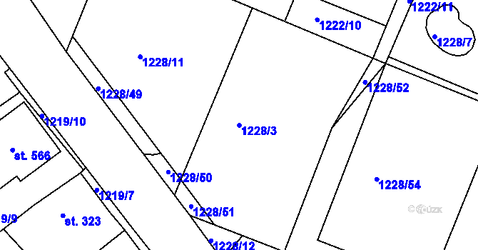 Parcela st. 1228/3 v KÚ Doksy u Kladna, Katastrální mapa