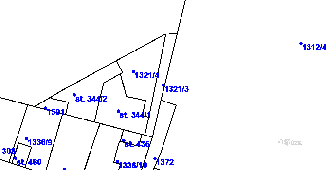 Parcela st. 1321/3 v KÚ Doksy u Kladna, Katastrální mapa