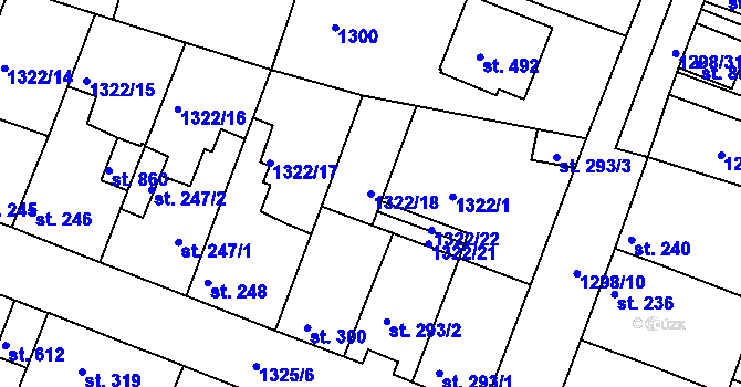 Parcela st. 1322/18 v KÚ Doksy u Kladna, Katastrální mapa