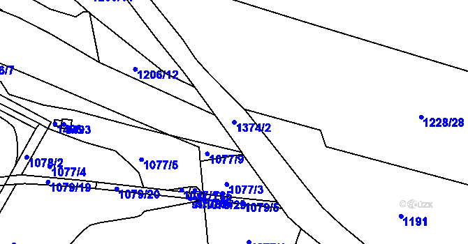 Parcela st. 1374/2 v KÚ Doksy u Kladna, Katastrální mapa