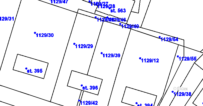 Parcela st. 1129/39 v KÚ Doksy u Kladna, Katastrální mapa