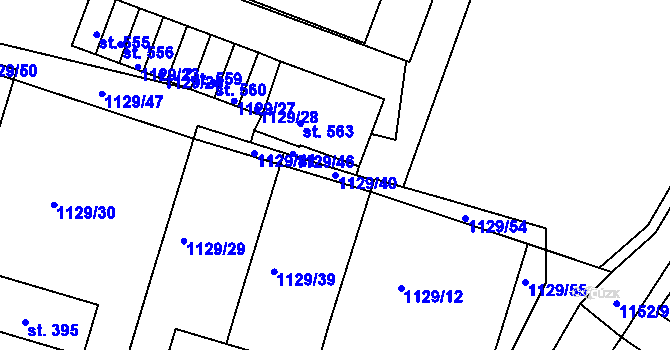 Parcela st. 1129/40 v KÚ Doksy u Kladna, Katastrální mapa