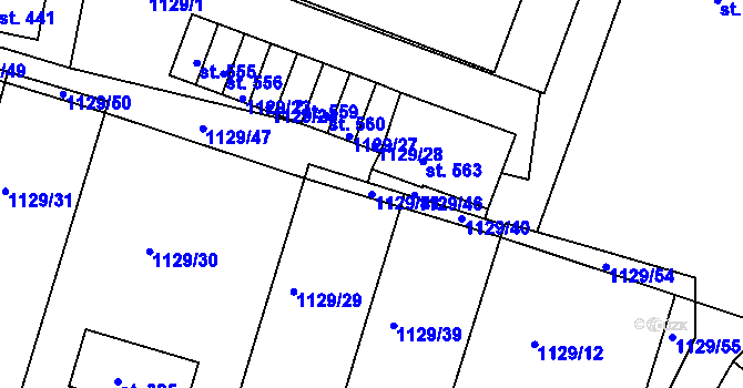 Parcela st. 1129/41 v KÚ Doksy u Kladna, Katastrální mapa