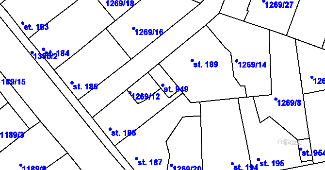 Parcela st. 949 v KÚ Doksy u Kladna, Katastrální mapa
