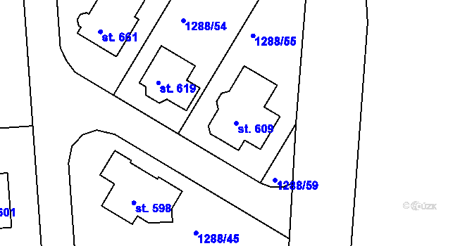 Parcela st. 609 v KÚ Doksy u Kladna, Katastrální mapa