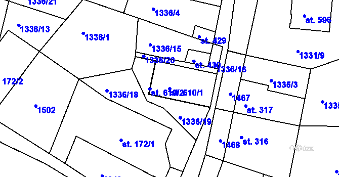 Parcela st. 610/1 v KÚ Doksy u Kladna, Katastrální mapa