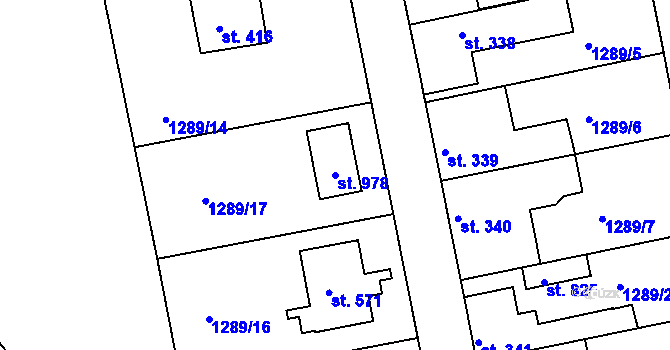 Parcela st. 978 v KÚ Doksy u Kladna, Katastrální mapa