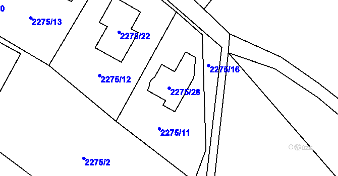 Parcela st. 2275/28 v KÚ Doksy u Máchova jezera, Katastrální mapa