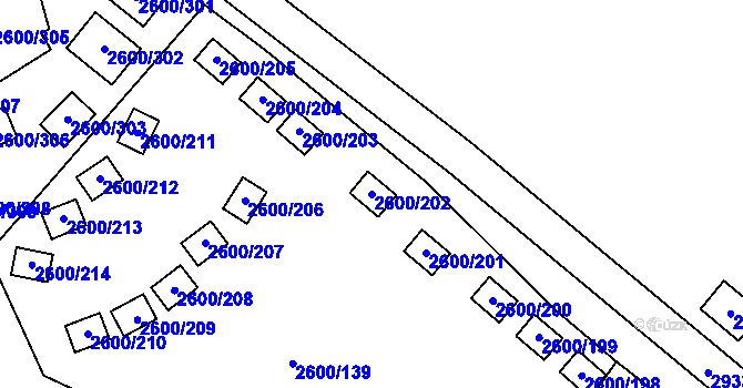 Parcela st. 2600/202 v KÚ Doksy u Máchova jezera, Katastrální mapa