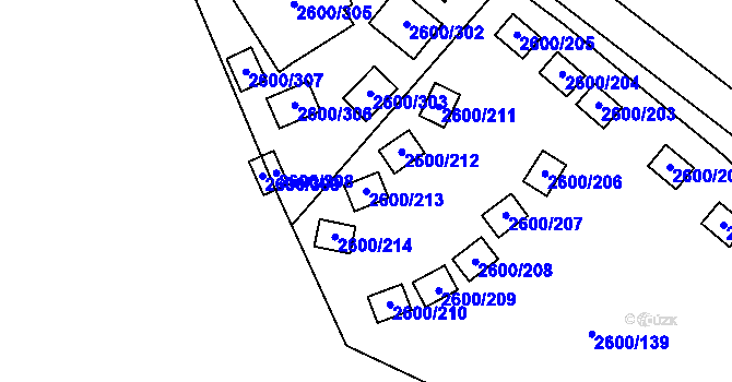 Parcela st. 2600/213 v KÚ Doksy u Máchova jezera, Katastrální mapa