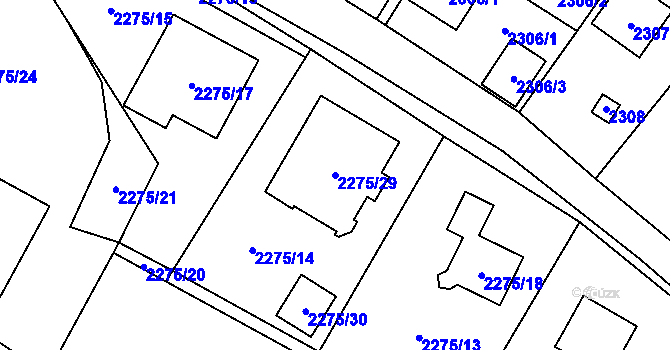 Parcela st. 2275/29 v KÚ Doksy u Máchova jezera, Katastrální mapa