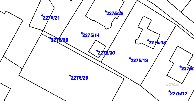 Parcela st. 2275/30 v KÚ Doksy u Máchova jezera, Katastrální mapa