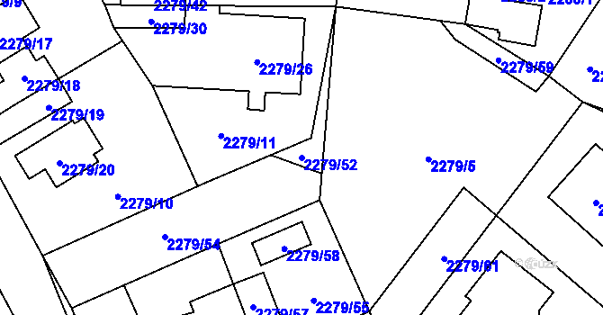 Parcela st. 2279/52 v KÚ Doksy u Máchova jezera, Katastrální mapa