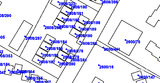 Parcela st. 2608/282 v KÚ Doksy u Máchova jezera, Katastrální mapa