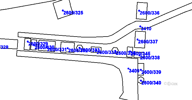 Parcela st. 2600/334 v KÚ Doksy u Máchova jezera, Katastrální mapa