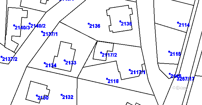 Parcela st. 2117/2 v KÚ Doksy u Máchova jezera, Katastrální mapa