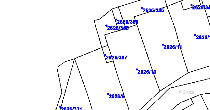 Parcela st. 2626/387 v KÚ Doksy u Máchova jezera, Katastrální mapa