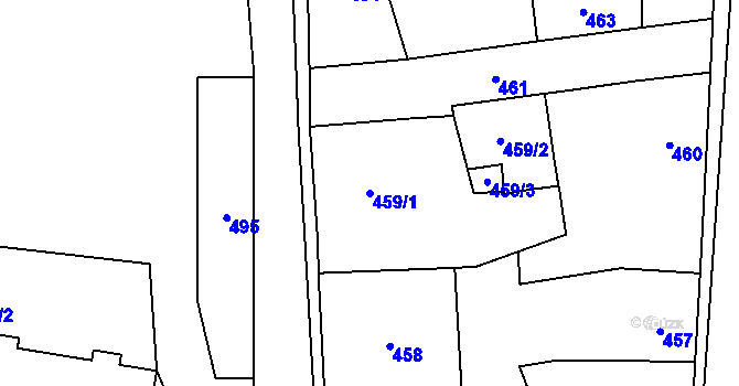 Parcela st. 459/1 v KÚ Doksy u Máchova jezera, Katastrální mapa