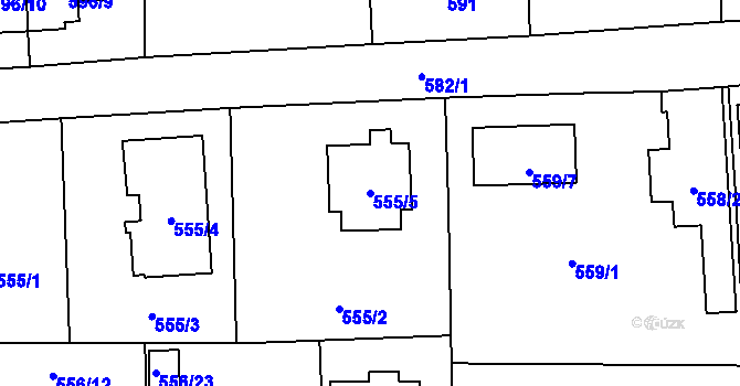 Parcela st. 555/5 v KÚ Doksy u Máchova jezera, Katastrální mapa