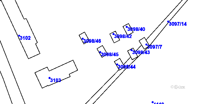 Parcela st. 3098/45 v KÚ Doksy u Máchova jezera, Katastrální mapa