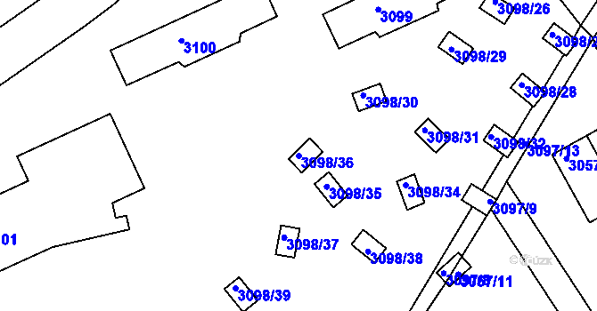 Parcela st. 3098/36 v KÚ Doksy u Máchova jezera, Katastrální mapa