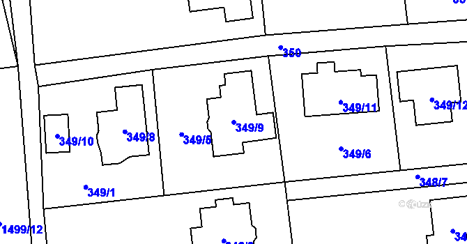 Parcela st. 349/9 v KÚ Doksy u Máchova jezera, Katastrální mapa