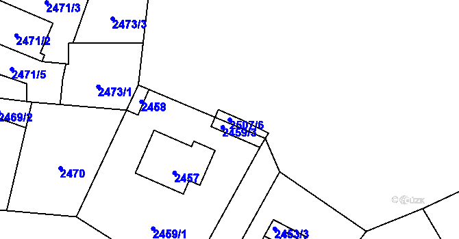 Parcela st. 2507/6 v KÚ Doksy u Máchova jezera, Katastrální mapa