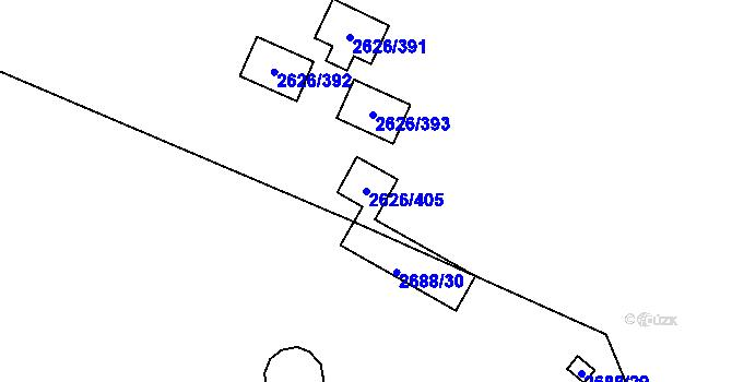 Parcela st. 2626/405 v KÚ Doksy u Máchova jezera, Katastrální mapa