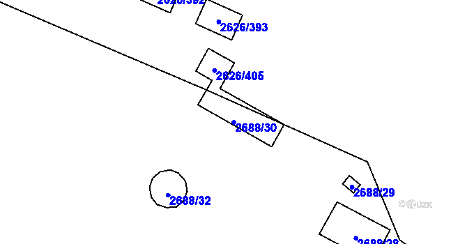 Parcela st. 2688/30 v KÚ Doksy u Máchova jezera, Katastrální mapa