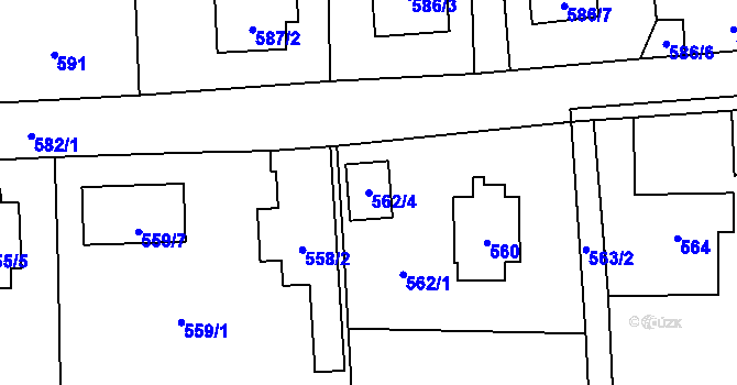Parcela st. 562/4 v KÚ Doksy u Máchova jezera, Katastrální mapa