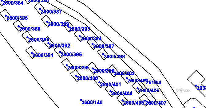 Parcela st. 2600/398 v KÚ Doksy u Máchova jezera, Katastrální mapa