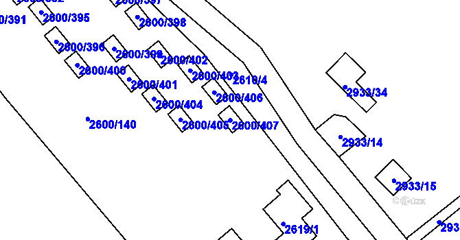 Parcela st. 2600/407 v KÚ Doksy u Máchova jezera, Katastrální mapa
