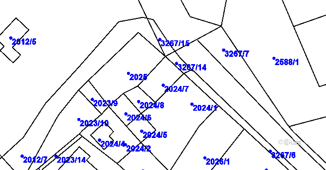 Parcela st. 2024/7 v KÚ Doksy u Máchova jezera, Katastrální mapa