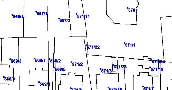 Parcela st. 571/22 v KÚ Doksy u Máchova jezera, Katastrální mapa