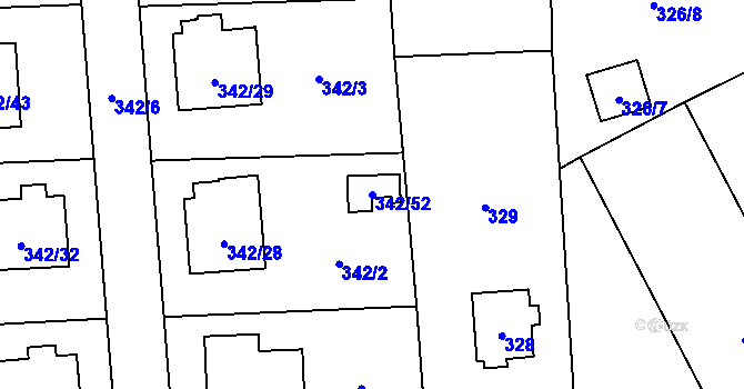 Parcela st. 342/52 v KÚ Doksy u Máchova jezera, Katastrální mapa