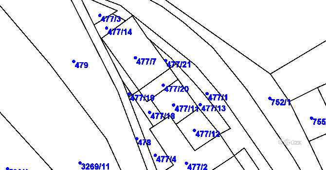 Parcela st. 477/20 v KÚ Doksy u Máchova jezera, Katastrální mapa