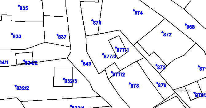 Parcela st. 877/3 v KÚ Doksy u Máchova jezera, Katastrální mapa