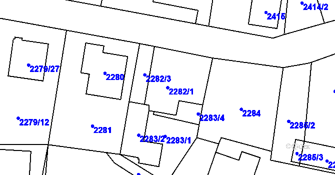Parcela st. 2282/1 v KÚ Doksy u Máchova jezera, Katastrální mapa