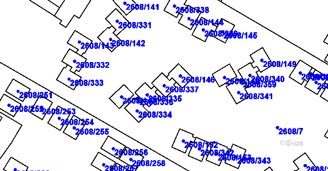Parcela st. 2608/337 v KÚ Doksy u Máchova jezera, Katastrální mapa
