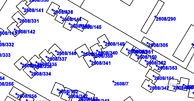 Parcela st. 2608/340 v KÚ Doksy u Máchova jezera, Katastrální mapa