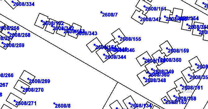 Parcela st. 2608/344 v KÚ Doksy u Máchova jezera, Katastrální mapa