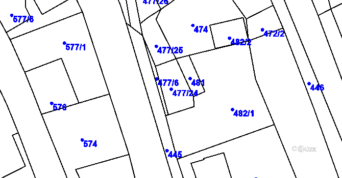 Parcela st. 477/24 v KÚ Doksy u Máchova jezera, Katastrální mapa