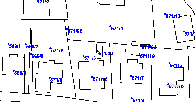 Parcela st. 571/23 v KÚ Doksy u Máchova jezera, Katastrální mapa