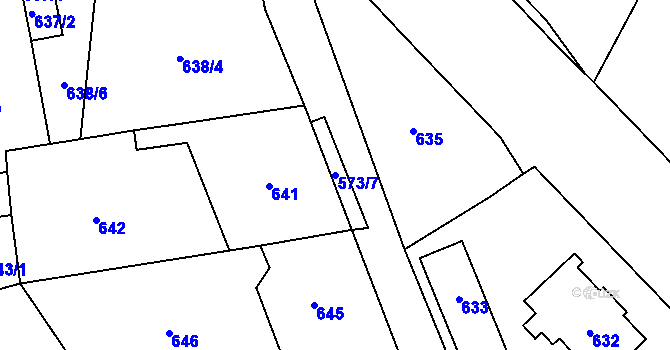 Parcela st. 573/7 v KÚ Doksy u Máchova jezera, Katastrální mapa