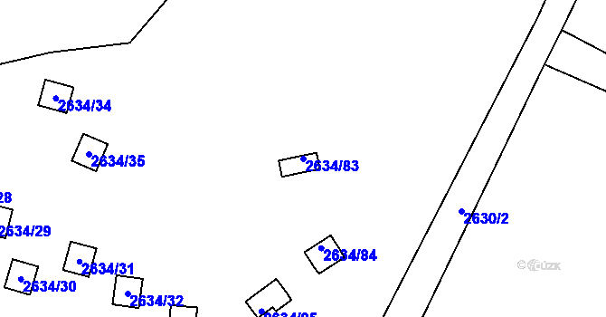 Parcela st. 2634/83 v KÚ Doksy u Máchova jezera, Katastrální mapa
