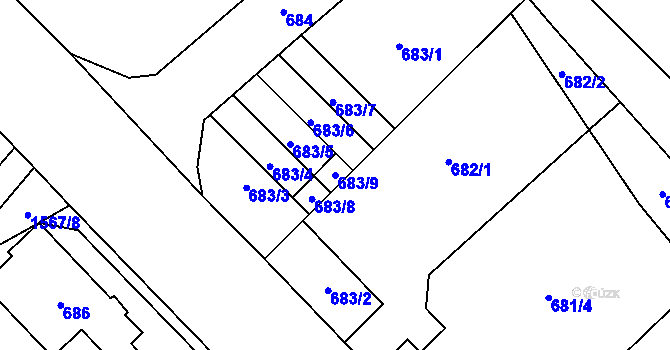 Parcela st. 683/9 v KÚ Doksy u Máchova jezera, Katastrální mapa
